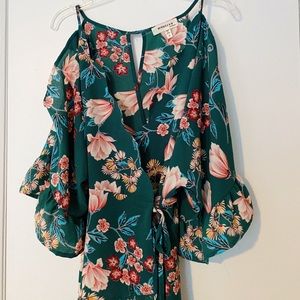 Cold Shoulder Wrap Around Blouse